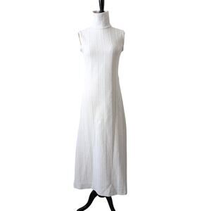 70s VTG Vicky Vaughn Chain Knit High Neck Turtleneck Maxi Sweater Dress XS MCM